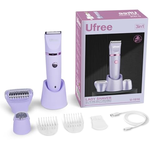 Ufree Bikini Trimmer Electric Razors for Women, Rechargeable Pubic Body Hair Trimmer Electric Shaver for Legs Body Hair, Bikini Shaver IPX7 Waterproof, Gifts for Women, Purple - Image 8