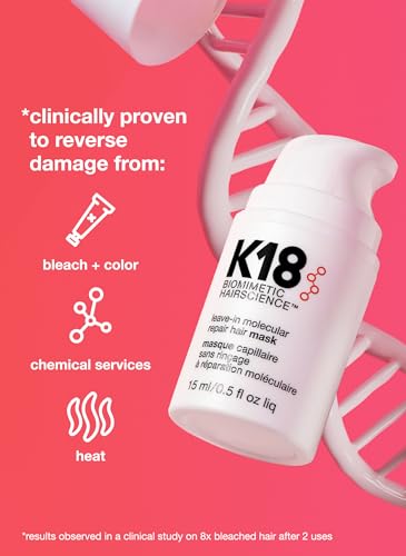 K18 Mini Leave-In Molecular Hair Mask, Repairs Dry or Damaged Hair, Reverse Hair Damage from Bleach, Color, Chemical Services & Heat - Image 3