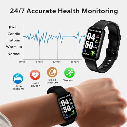 pixtlcoe Fitness Smart Trackers with 24/7 Health Monitoring,Heart Rate Sleep Blood Pressure Oxygen Monitor/Calorie Steps Counter Pedometer Activity Tracker/Smart Notifications for Men Women - Image 3
