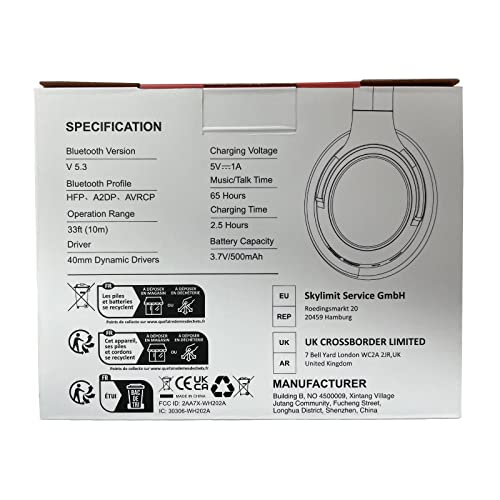 BERIBES Bluetooth Headphones Over Ear, 65H Playtime and 6 EQ Music Modes Wireless Headphones with Microphone, HiFi Stereo Foldable Lightweight Headset, Deep Bass for Home Office Cellphone PC Ect. - Image 8