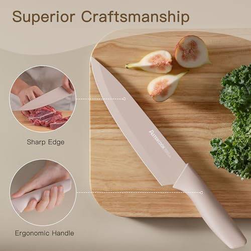 Astercook Knife Set, 13 Pieces Kitchen Knives Set with Healthy Anti-Rust Coating, Dishwasher Safe, Stainless Steel Chef Knife Sets with 6 Blade Guards, Perfect Holiday Gifts for Kitchen - Image 8
