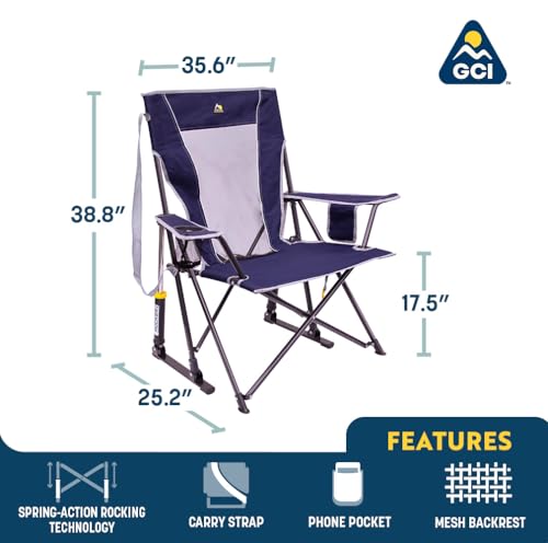 GCI Outdoor Comfort Pro Rocker Collapsible Rocking Chair & Outdoor Camping Chair, Indigo Blue - Image 4