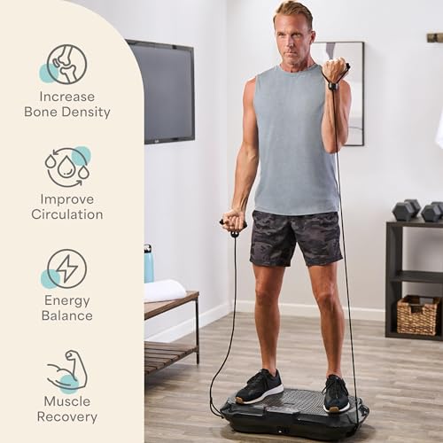 LifePro Vibration Plate Exercise Machine - Whole Body Workout Vibration Fitness Platform w/ Loop Bands - Home Training Equipment for Weight Loss & Toning (Black) - Image 4