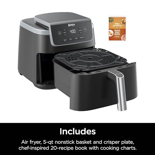 Ninja | Air Fryer | 4-in-1 Pro Air Fry, Roast, Reheat, Dehydrate | 5QT Capacity fits up to 4lbs of French Fries | 400F Max Temp | Nonstick Basket & Crisper Plate | 120V | Grey | AF141 - Image 10