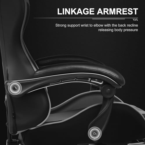 GTPLAYER Gaming Chair, Computer Chair with Footrest and Lumbar Support, Height Adjustable Game Chair with 360°-Swivel Seat and Headrest and for Office or Gaming (Snow White) - Image 6