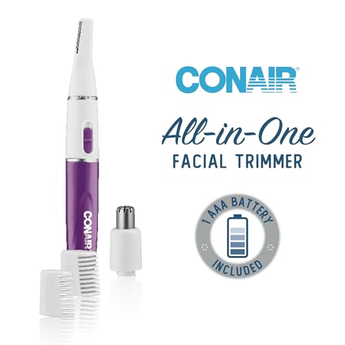 Conair All-in-1 Facial Hair Trimmer for Women, Perfect for Face, Ear/Nose and Eyebrows, Battery-Powered - Image 3
