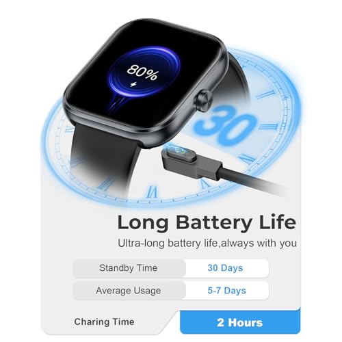 Smart Watch for Men Women, 1.83" HD Touchscreen Fitness Watch with Bluetooth Call&Message Notifications, 110+Sport Modes, 24/7 Heart Rate/Sleep Monitor, IP68 Waterproof Fitness Tracker for Android iOS - Image 7