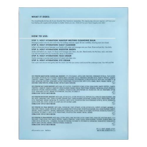 e.l.f. SKIN Holy Hydration! Hydrated Ever After Skincare Mini Kit, Cleanser, Makeup Remover, Moisturizer & Eye Cream For Hydrating Skin, Airplane-Friendly Sizes - Image 6