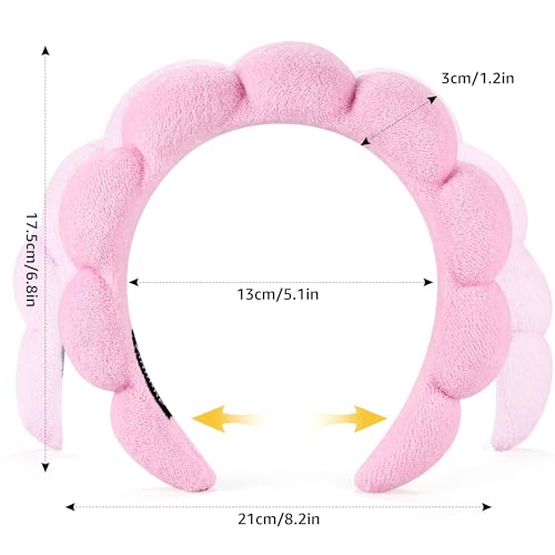 Ztomine Spa Headbands for Washing Face or Facial, Set of 2 Skincare Headbands, Terry Cloth Headband Wash Combo Pack - Puffy Makeup Washing, Mask, Skin Treatment (Black & Pink) - Image 3