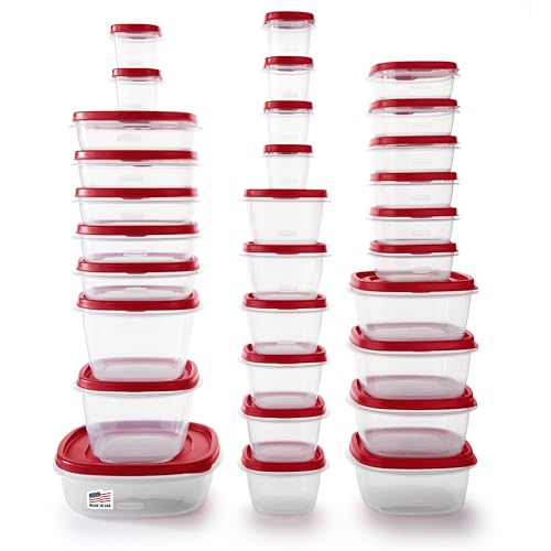 Rubbermaid 60-Piece Food Storage Containers with Lids, Microwave and Dishwasher Safe, Red Color, Ideal for Meal Prep and Pantry Storage - Image 2