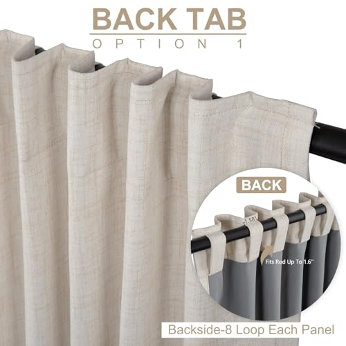 100% Blackout Shield Linen Blackout Curtains for Bedroom 84 Inches Long, Back Tab/Rod Pocket Living Room Drapes, Thermal Insulated Blackout Curtains 2 Panels Set, 50" W x 84" L, Cream - Image 4