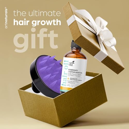 Artnaturals Organic Rosemary Castor Hair Oil + Massager Hair Growth Set Hair Growth Oil 4 ounces with Coconut & Olive Oil for Dry, Damaged & Split End - Image 9
