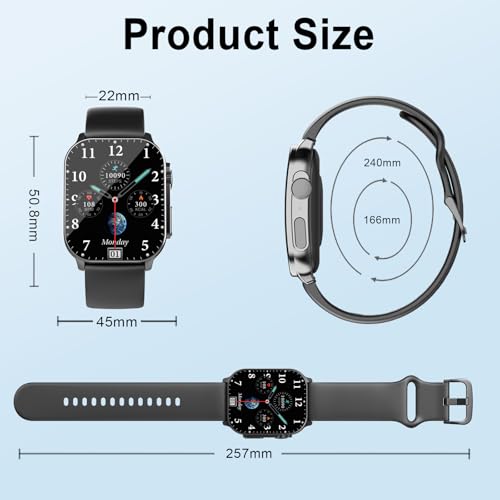 Smart Watch for Men Women, 2.01" AMOLED Curved Display Smart Watch, Bluetooth Call, 100+ Sport Modes, Fitness Tracker with 24/7 Heart Rate/Sleep Monitor, IP68 Waterproof Smartwatch for Android iOS - Image 8