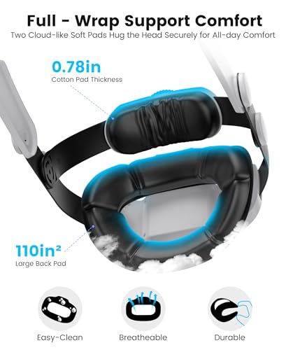 Kawaye for Meta Quest 3S/Quest 2/Quest 3 Head Strap, Double Knobs Adjustable Elite Strap Replacement,VR Headset Strap with Two Large Support Pad Enhanced Support, Reduce Pressure-MQ2000 - Image 6