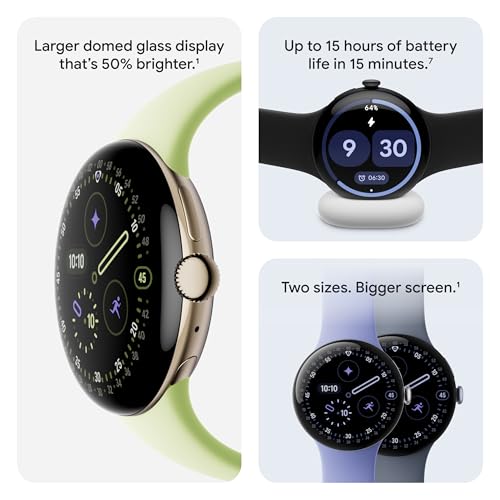 Google Pixel Watch 4 (41mm) - Android Smartwatch with Heart Rate and Sleep Tracking - 30-Hour Battery - Fitness Tracking - Google AI - Matte Black Aluminum Case - Obsidian Active Band - Wi-Fi - Image 3