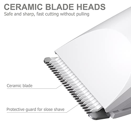 OLOV Electric Body Hair Trimmer - Groin Trimmer for Men - Bikini Trimmer Women - Wet/Dry Shaver Groomer, Replaceable Ceramic Blade Heads, USB Recharge Dock, Waterproof Hygiene Razor, White - Image 4