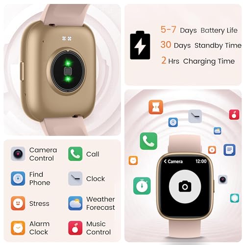 Smart Watch with Alexa Built-in, 1.83" HD Touchscreen Fitness Tracker with Bluetooth Calling, Fitness Watch with Heart Rate/Sleep Monitor/120+ Sports, IP68 Waterproof Smartwatch for Android iOS, Pink - Image 8