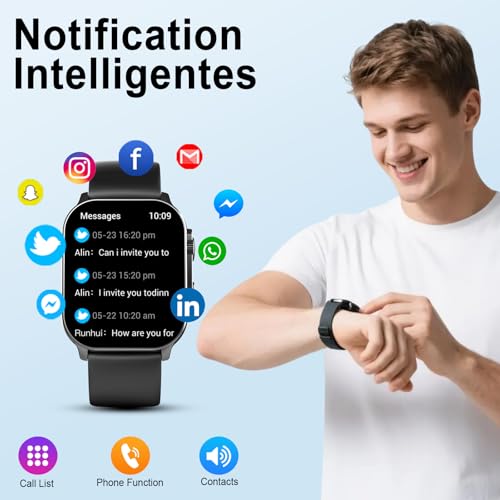 Smart Watch for Men Women, 2.01" AMOLED Curved Display Smart Watch, Bluetooth Call, 100+ Sport Modes, Fitness Tracker with 24/7 Heart Rate/Sleep Monitor, IP68 Waterproof Smartwatch for Android iOS - Image 4