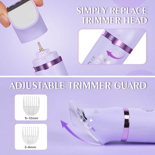 Ufree Bikini Trimmer Electric Razors for Women, Rechargeable Pubic Body Hair Trimmer Electric Shaver for Legs Body Hair, Bikini Shaver IPX7 Waterproof, Gifts for Women, Purple - Image 7
