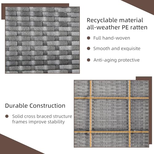 Shintenchi 4 Piece Patio Ratten Set Outdoor Furniture Set Wicker Conversation Set with Cushions and Tempered Glass Tabletop,Blue - Image 7