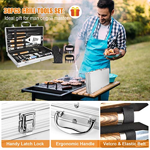 Cifaisi BBQ Grill Accessories Set, 38Pcs Stainless Steel Grill Tools Grilling Accessories with Aluminum Case, Thermometer, Grill Mats for Camping/Backyard Barbecue, Grill Set for Men Women - Image 8
