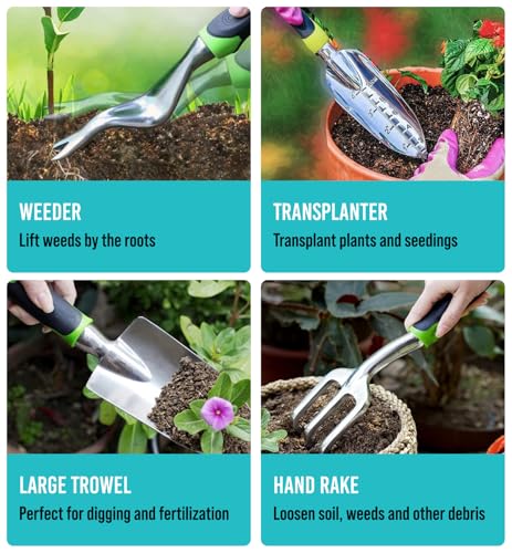 GROWIT Heavy Duty Gardening Tools - 22-Piece Gardening Gifts for Women, Men, Mom, Dad - Durable, Ergonomic Garden Tools Set - Image 4
