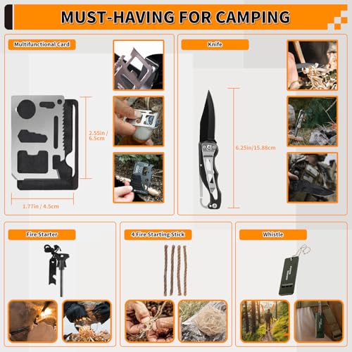 Survival Kit, Gifts for Men Women Teen Boys, 252 pcs Survival Gear and Equipment Mini First Aid Kit for Car Home, Emergency Kit with Molle System for Earthquake, Outdoor Adventure, Car Travel - Image 5