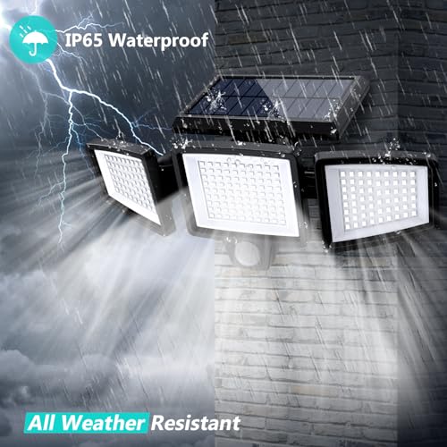 Tuffenough Solar Outdoor Lights 2500LM 210 LED Security Lights with Remote Control,3 Heads Motion Sensor Lights, IP65 Waterproof,270° Wide Angle Flood Wall Lights with 3 Modes(2 Packs) - Image 8
