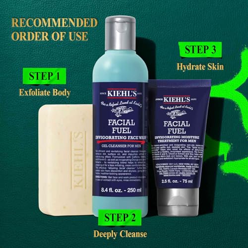 Kiehl's Men's Skincare Routine Gift Set, $81 Value, 3-Pieces, Including Face Wash, Body Scrub, and Facial Moisturizer for Him - Image 6