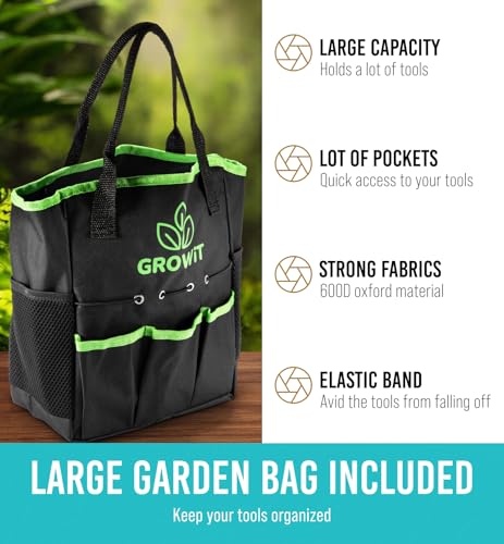 GROWIT Heavy Duty Gardening Tools - 22-Piece Gardening Gifts for Women, Men, Mom, Dad - Durable, Ergonomic Garden Tools Set - Image 8