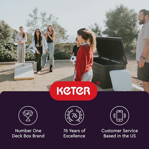 Keter Westwood 150 Gallon Deck Box Organizer, Doubles as 2-Person Bench Seat, Brown – Large Resin Outdoor Storage and Seating with Lockable Lid for Garden, Pool, and Patio - Image 12