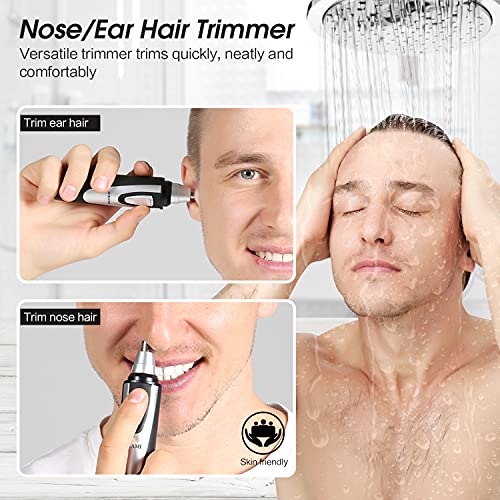 Ear and Nose Hair Trimmer Clipper - 2025 Professional Painless Eyebrow & Facial Hair Trimmer for Men Women, Battery-Operated Trimmer with IPX7 Waterproof, Dual Edge Blades for Easy Cleansing Black - Image 3