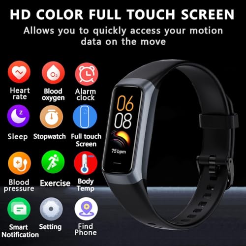 Fitness Tracker with 24/7 Heart Rate Blood Oxygen Sleep Monitor,Activity Tracker with 1.1" AMOLED Touch Color Screen, Multiple Sport Modes Step Counter,IP68 Waterproof for Women Men (Dark Black) - Image 3