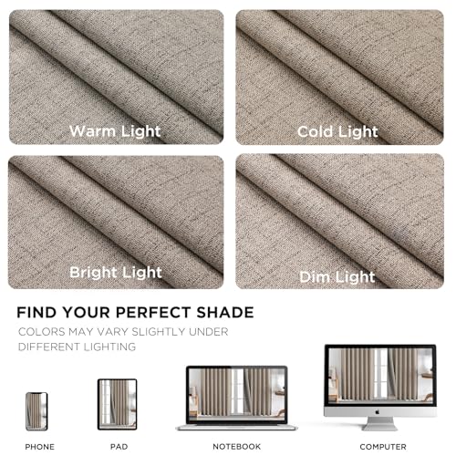 Joydeco Blackout Curtains for Bedroom - Nature Linen 84 Inch Long 100% Light Blocking 2 Panels Set, Rod Pocket & Back Tabs Living Room Drapes, Thermal Insulated Room Darkening Window Curtains - Image 10