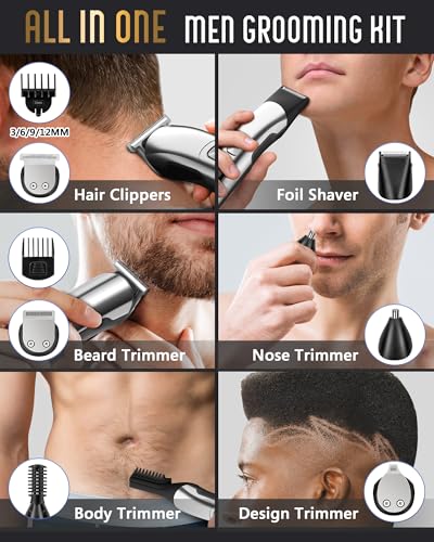 Ufree Beard Trimmer for Men, Waterproof Electric Razor for Nose, Body, Face & Mustache, Cordless Hair Clippers Shavers Grooming Kit, Gifts for Men Husband Father - Image 3