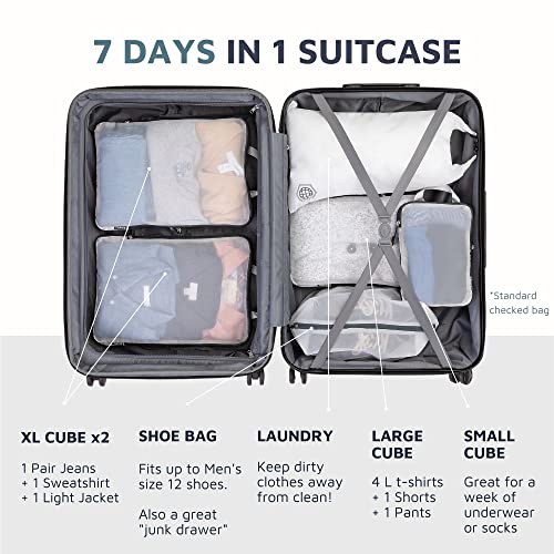 Large Packing Cube Set with See Through Mesh- Compression Packing Cubes Travel Organizers by TRIPPED Travel Gear (White) - Image 5