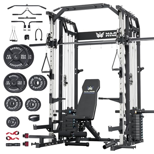 Major Fitness Drone2 Premium Smith△ Machine – All-in-One Home Gym Squat Rack with Aluminum Pulley Set , Weight Bar, Dual LAT Pull-Down Systems & Cable Crossover Machine for Full-Body Workouts - Image 2