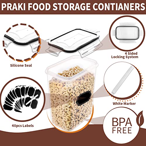 PRAKI Airtight Food Storage Containers Set with Lids - 24 PCS, BPA Free Kitchen and Pantry Organization, Plastic Leak-proof Canisters for Cereal Flour & Sugar - Labels & Marker - Image 5