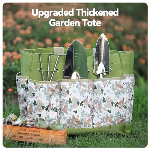 Gardening Tools 9-Piece Heavy Duty Garden Hand Tools with Fashion and Durable Garden Tools Organizer Handbag, Rust-Proof Garden Tool Set, Ideal Gardening Gifts for Women - Image 4