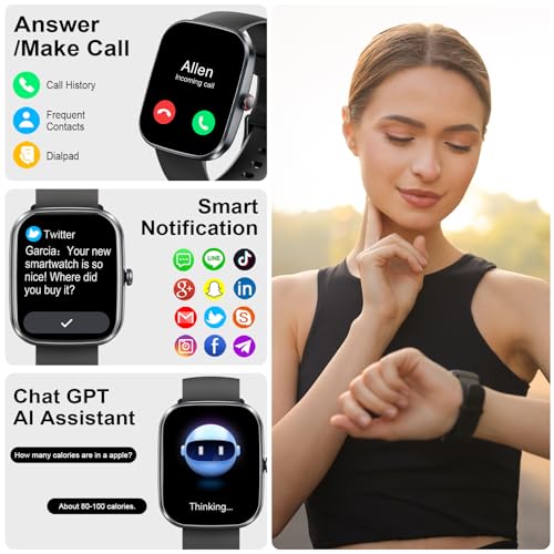 uaue AI Smart Watch with ChatGPT, 1.91" Bluetooth Calling Smartwatch for Men Women, 110+ Fitness Modes Activity Tracker, Sleep/Heart Rate/Calorie Monitor, IP68 Waterproof Step Counter for Android iOS - Image 3