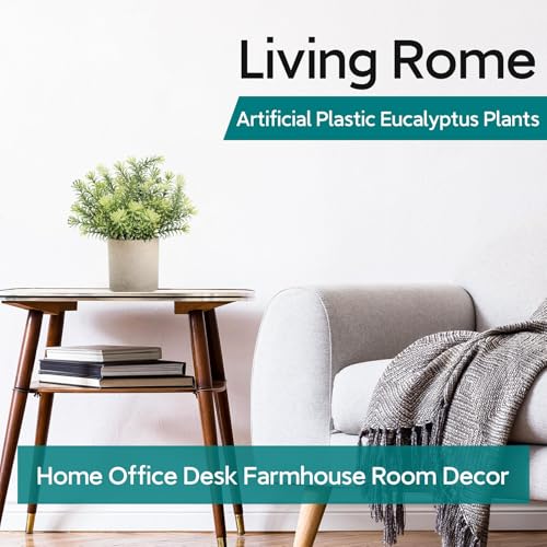 Der Rose 3 Pack Mini Potted Fake Plants Artificial Plastic Eucalyptus Plants Topiaries for Home Office Desk Farmhouse Room Bathroom Decor - Image 7