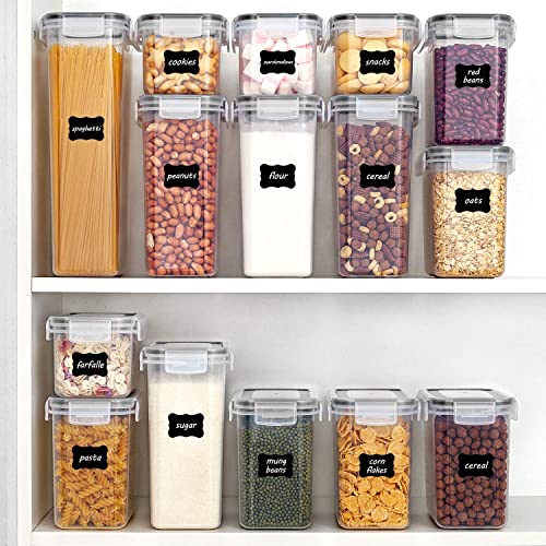 Airtight Food Storage Containers with Lids, Vtopmart 24 pcs Plastic Kitchen and Pantry Organization Canisters for Cereal, Dry Food, Flour and Sugar, BPA Free, Includes 24 Labels,Black - Image 6
