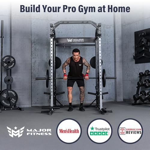 Major Fitness Drone2 Premium Smith△ Machine – All-in-One Home Gym Squat Rack with Aluminum Pulley Set , Weight Bar, Dual LAT Pull-Down Systems & Cable Crossover Machine for Full-Body Workouts - Image 7