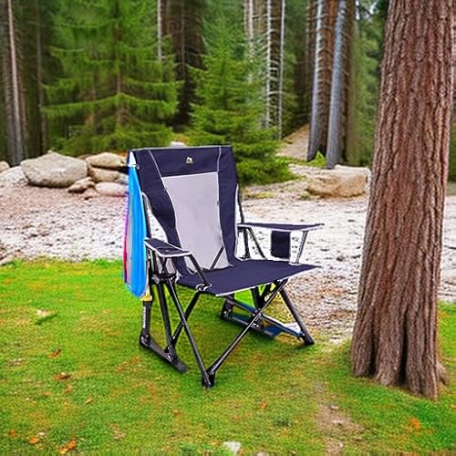 GCI Outdoor Comfort Pro Rocker Collapsible Rocking Chair & Outdoor Camping Chair, Indigo Blue - Image 3