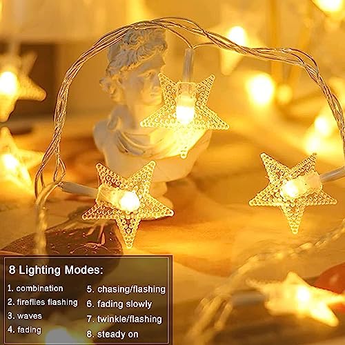 Star String Lights Plug in - 33 ft 100 LED Star Fairy String Lights with Remote and Timer, Waterproof for Bedroom Porch Wedding Party Patio Garden Tent Indoor Outdoor Décor, Warm White - Image 4