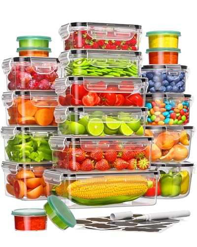 40 Piece Food Storage Containers with Lids(20 Containers & 20 Lids), BPA-Free Plastic Food Containers for Kitchen Storage and Organization, Leak Proof Meal Prep Container, Includes Labels & Pen - Image 2