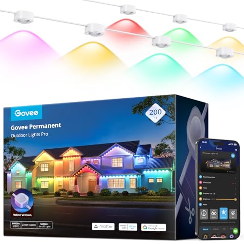 Govee Permanent Outdoor Lights Pro, 200ft with 120 RGBIC LED Lights for Daily and Accent Lighting, 75 Scene Modes for Outdoor Decor, IP67 Waterproof, Works with Alexa, Google Assistant, Matter, White - Image 2