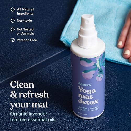 ASUTRA Yoga Mat Cleaner Spray (Peaceful Lavender), 4 fl oz - No Slippery Residue, Organic Essential Oils, Deep-Cleansing for Fitness Gear & Gym Equipment, Microfiber Towel Included - Image 3
