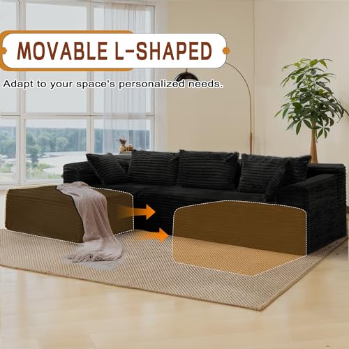 Korser 108" Sectional Couches for Living Room, Modular Sectional Sofa with L-Shape Chaise, Cloud Couch, Comfy Corduroy Fluffy Couch with Deep Seat and Side Pockets, No Assembly Required - Image 7