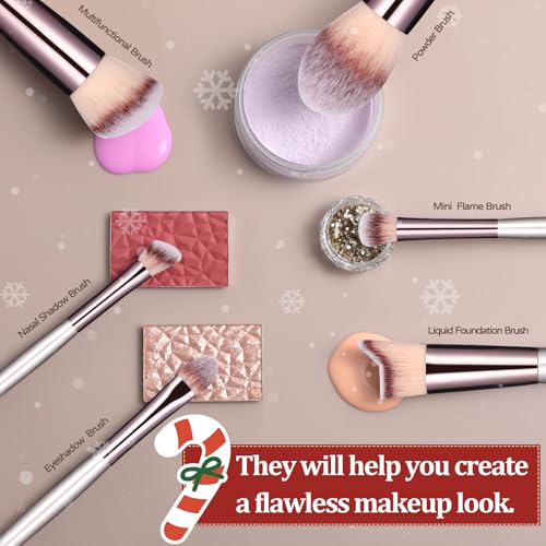 BS-MALL Makeup Brush Set 18 Pcs Premium Synthetic Foundation Powder Concealers Eye shadows Blush Makeup Brushes with black case - Image 5